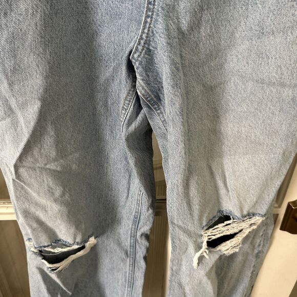 Zara Jeans Women's 14 High Waisted Light Wash Ripped Wide Leg - Picture 5 of 11